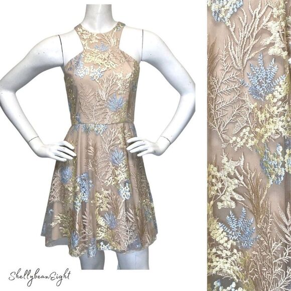 JAY GODFREY Embroidered Fit & Flare Dress Sample 4 - Picture 1 of 13